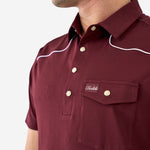 Load image into Gallery viewer, Burlebo Pearl Snap Performance Polo - Maroon
