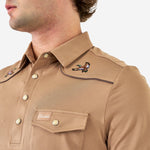 Load image into Gallery viewer, Burlebo Pearl Snap Performance Polo - Mallards - Khaki
