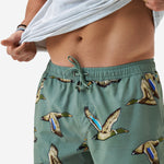 Load image into Gallery viewer, Burlebo Swim Trunk - Jumbo Mallards - Green
