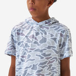 Load image into Gallery viewer, Burlebo Youth Short Sleeve Performance Hoodie - White Camo
