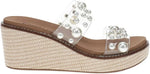 Load image into Gallery viewer, Corkys Look Who's Here Clear With Pearl Wedges
