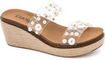 Load image into Gallery viewer, Corkys Look Who's Here Clear With Pearl Wedges
