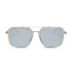 Load image into Gallery viewer, Jordan Gold Clear Crystal Temple Tips Silver Mirror Sunglasses
