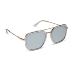 Load image into Gallery viewer, Jordan Gold Clear Crystal Temple Tips Silver Mirror Sunglasses
