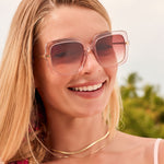 Load image into Gallery viewer, Sandra Light Pink Crystal Dusk Gradient Diff Sunglasses
