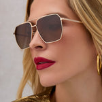 Load image into Gallery viewer, Berkely Gold Brown Gradient Polarized Sunglasses
