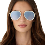 Load image into Gallery viewer, Joey Courtside Ivory Gold Metal Slate Gradient Flash Diff Sunglasses
