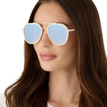 Load image into Gallery viewer, Joey Courtside Ivory Gold Metal Slate Gradient Flash Diff Sunglasses

