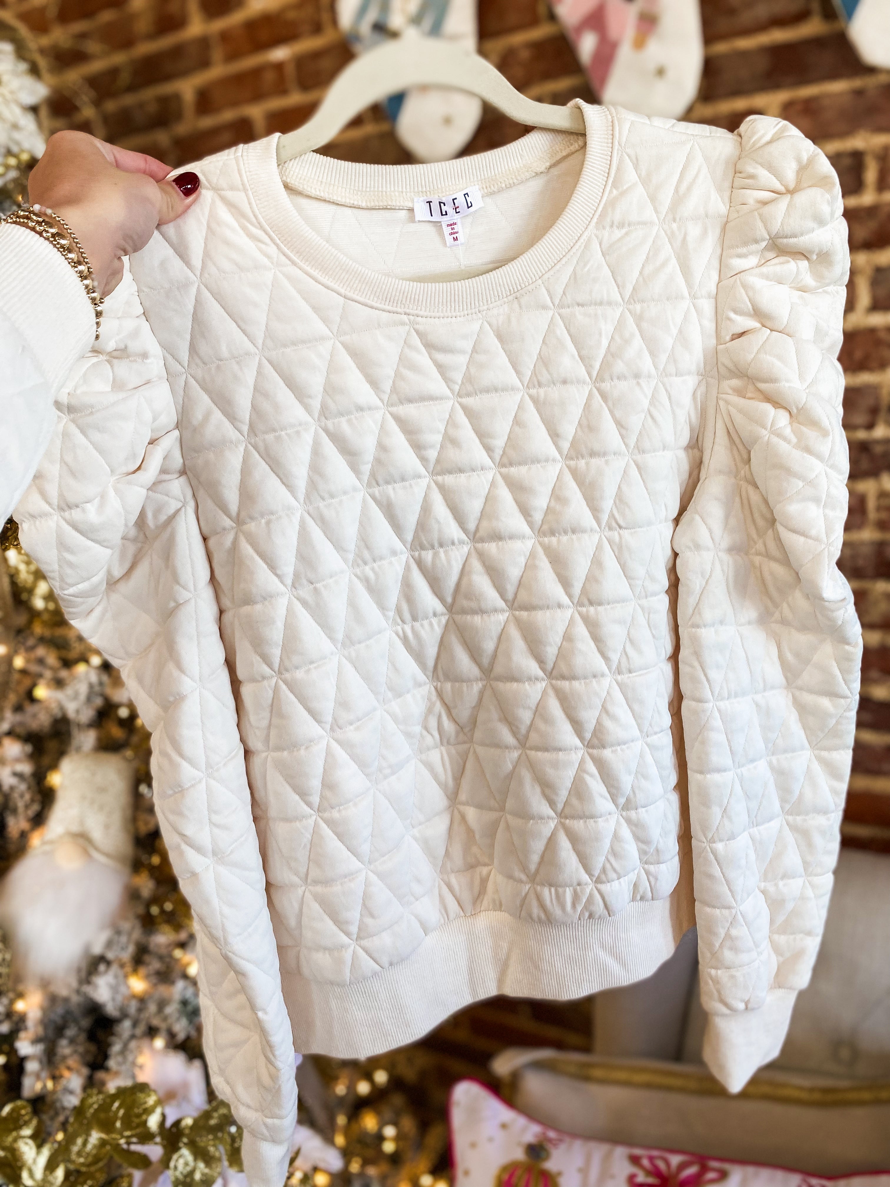 Your Time is Here Ivory Quilted Sweater