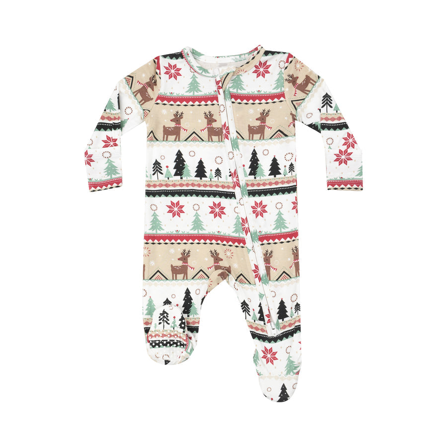 Angel Dear Reindeer Fair Isle 2 Way Zipper Footie