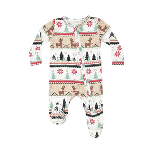 Angel Dear Reindeer Fair Isle 2 Way Zipper Footie