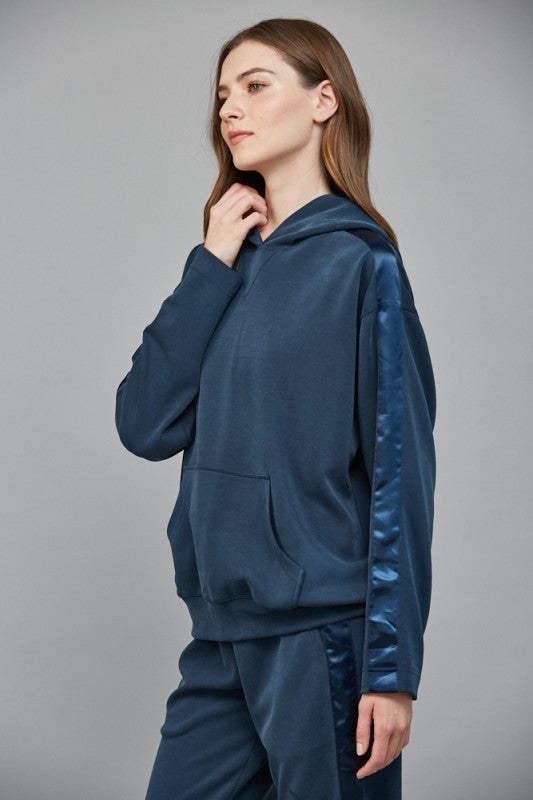 All Good Navy Satin Trim FATE Hoodie
