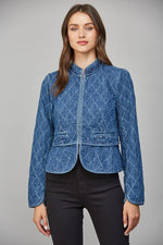 Load image into Gallery viewer, Stay Here Quilted FATE Denim Jacket
