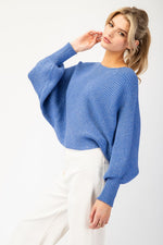 Load image into Gallery viewer, Keep Shining Blue Metallic Knit Pico Sweater
