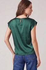 Load image into Gallery viewer, Simple Touches Emerald Satin Blouse
