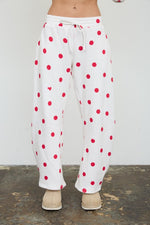 Load image into Gallery viewer, Ecru/Red Polka Dot Lounge Pant
