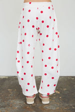 Load image into Gallery viewer, Ecru/Red Polka Dot Lounge Pant
