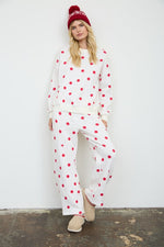 Load image into Gallery viewer, Ecru/Red Polka Dot Lounge Pant
