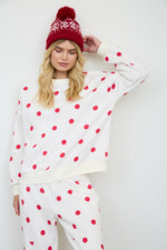 Load image into Gallery viewer, Ecru/Red Polka Dot Pullover
