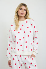 Load image into Gallery viewer, Ecru/Red Polka Dot Pullover
