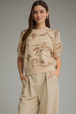 Load image into Gallery viewer, Taupe Western S/S Knit Sweater
