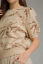 Load image into Gallery viewer, Taupe Western S/S Knit Sweater
