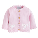 Load image into Gallery viewer, Little English Pink Bow Crochet Sweater
