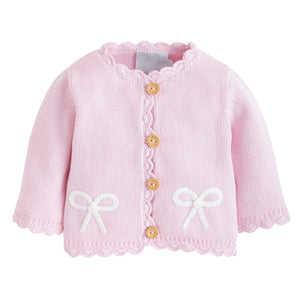 Little English Pink Bow Crochet Sweater