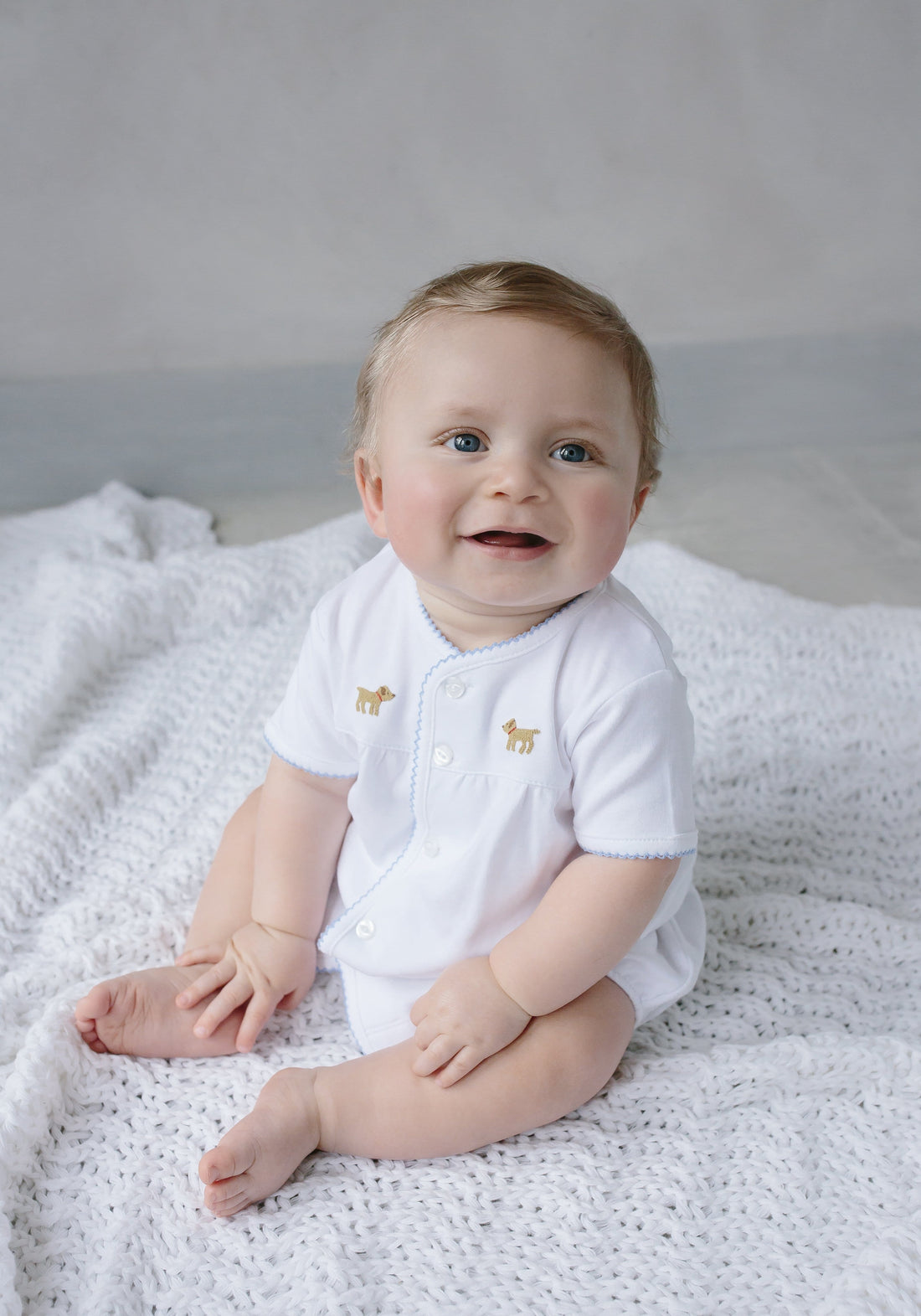 Little English Pinpoint Layette Knit Set