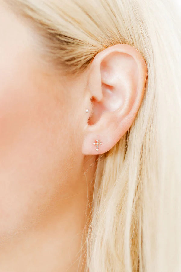 Clara Cross Gold Stud Earrings
