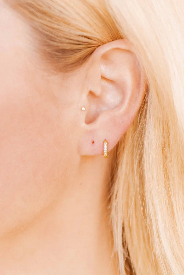 Linny Co Huggie Earrings - Scarlett Hoop Gold 8mm CZ