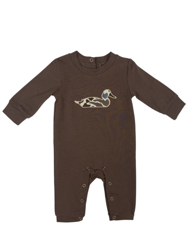 Banana Split Camo Duck Applique Romper