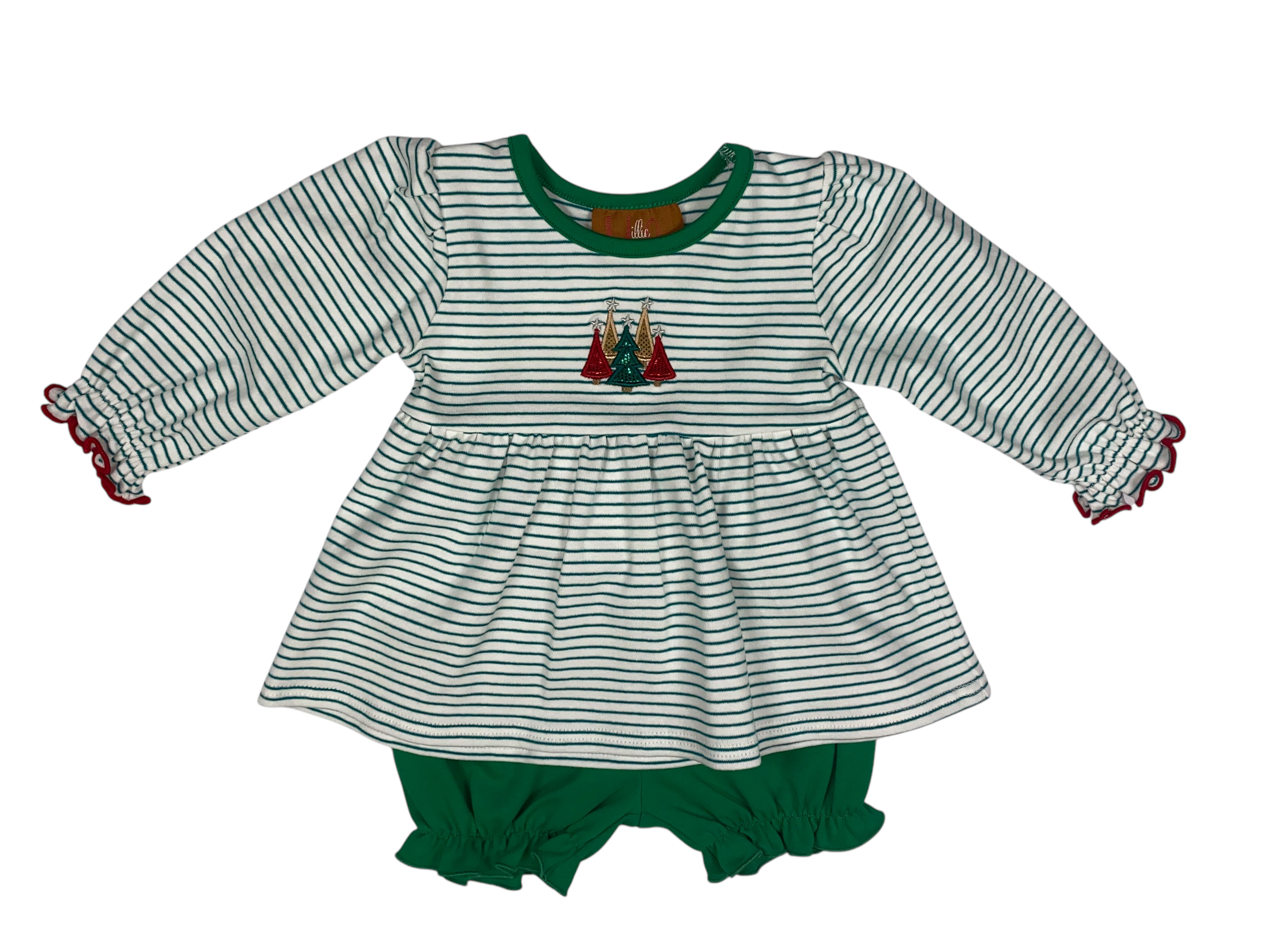 Holiday Sparkly Christmas Tree Design Bloomer Set
