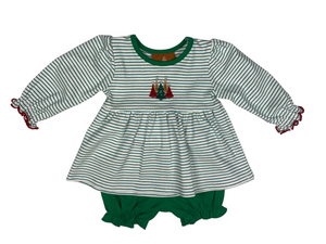 Holiday Sparkly Christmas Tree Design Bloomer Set