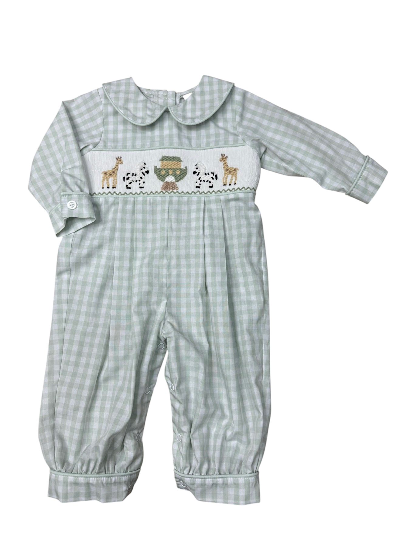 Banana Split Noah's Ark Boys Smocked Romper
