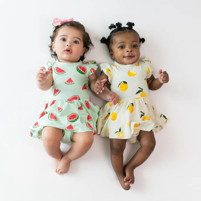 Kyte Baby Twirl Bodysuit Dress in Watermelon