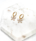 Load image into Gallery viewer, Bow CZ Sparkle Cubic Zirconia Gem Huggie Hoops Holiday
