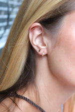 Load image into Gallery viewer, Huggie Earrings - Scarlett Hoop Gold 8mm CZ
