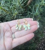 Load image into Gallery viewer, Gold Quilted Bow Coquette Huggie Hoops Holiday Earrings
