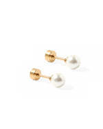 Load image into Gallery viewer, Screwback Stud Earrings - Payton Pearl White 5mm
