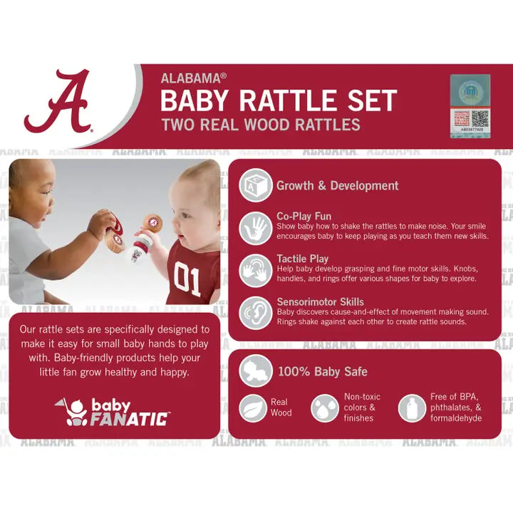 Alabama Crimson Tide - Baby Rattles 2-Pack