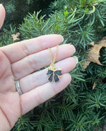 Load image into Gallery viewer, Black Bow Charm Necklace Gold Coquette Demure
