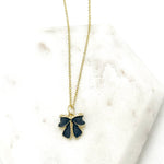 Load image into Gallery viewer, Black Bow Charm Necklace Gold Coquette Demure
