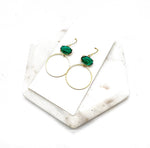 Load image into Gallery viewer, Emerald Green Gem Crystal Gold Hoop Statement Earrings

