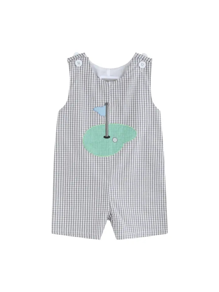 Lil Cactus Gray Gingham Golf Shortalls