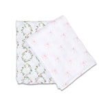 Load image into Gallery viewer, 2-pack Cotton Swaddles - Bows &amp; Rose Trellis
