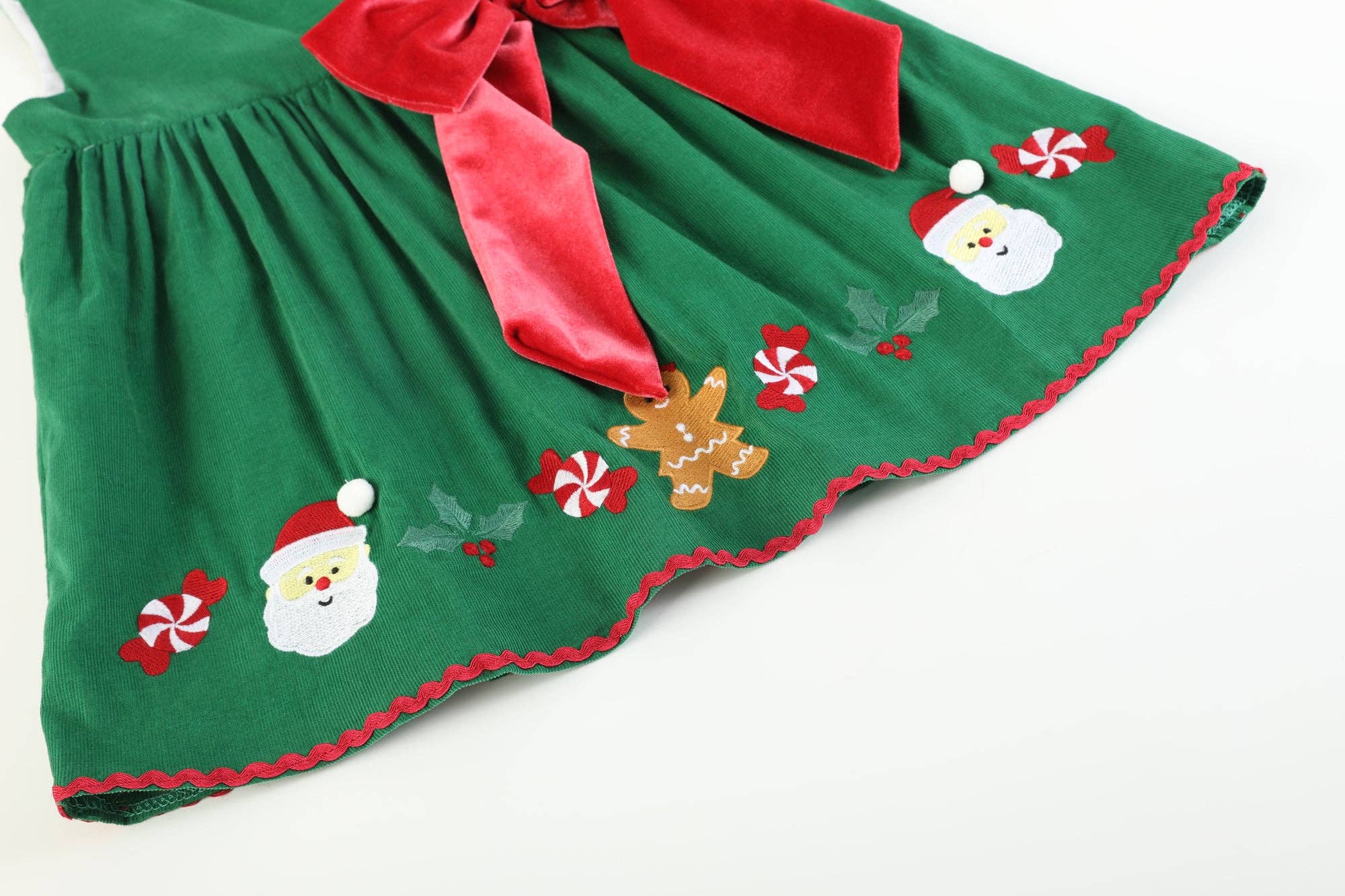 Green Corduroy Christmas Applique Dress - Lil Cactus 4T Green Corduroy Christmas Applique Dress - Lil Cactus 4T