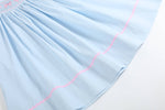 Load image into Gallery viewer, Blue and Pink Bow Smocked Bishop Dress
