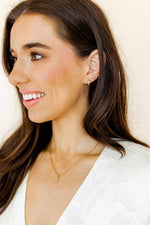 Load image into Gallery viewer, Huggie Earrings - Scarlett Hoop Gold 8mm CZ
