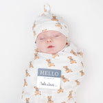 Load image into Gallery viewer, Hello World Blanket &amp; Knotted Hat - Vintage Bears
